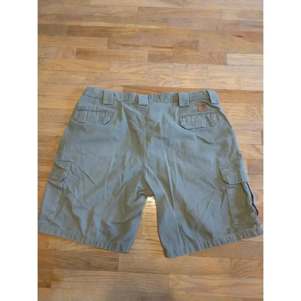 Carhartt Hiking Shorts 42 (Tag 44) Men's Carpenter Work Duck Green Canvas